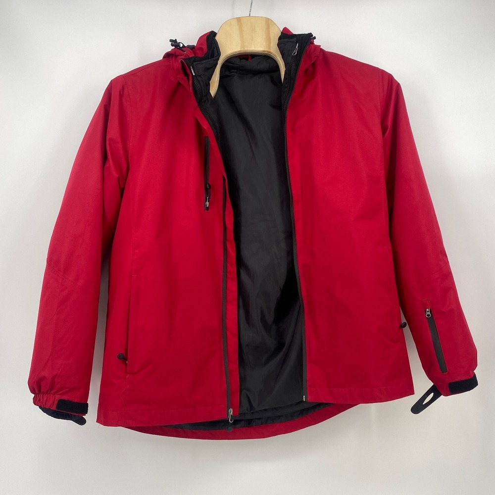 Port Authority Hooded Jacket Size L Red Branded "Redwood" Logo‎ Full Zip Outdoor
